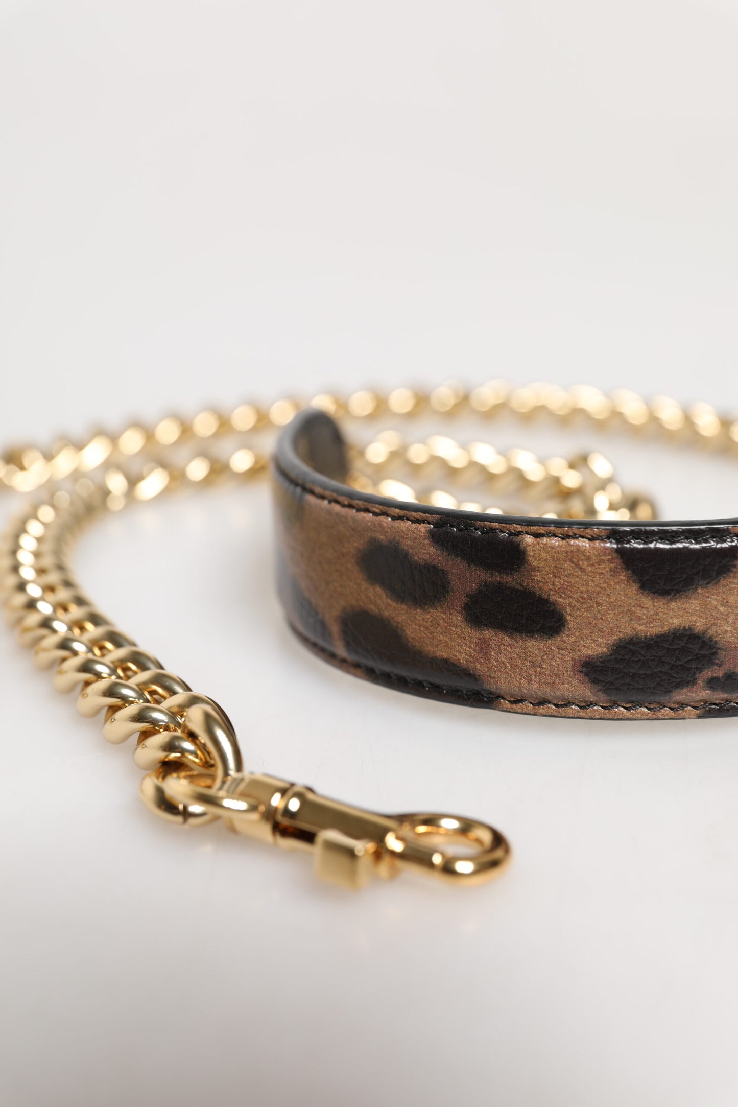 Brown Leopard Gold Brass Chain Accessory Shoulder Strap