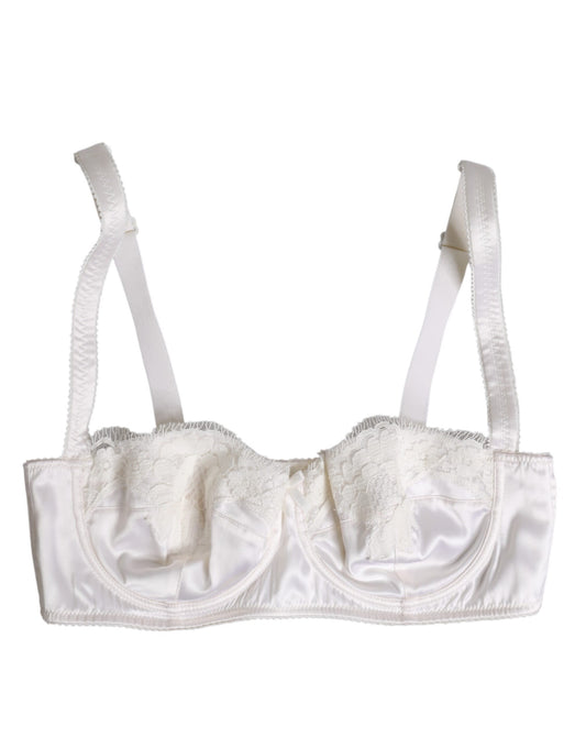 White Silk Underwired Balconette Bra Underwear