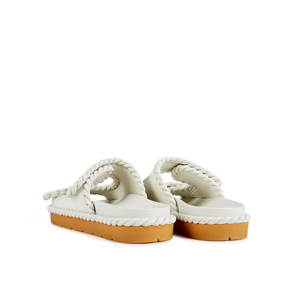 White Lamb Leather Flat Sandals
