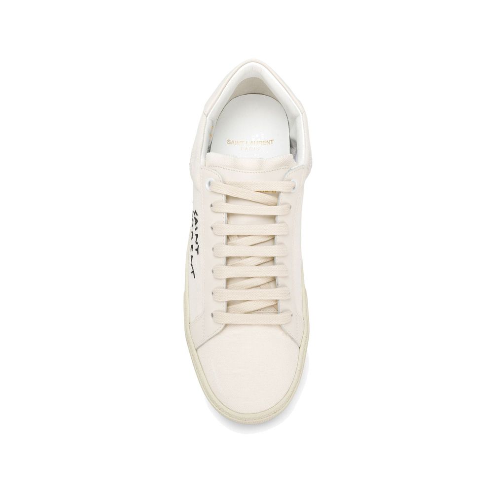 White Canvas Low Top Sneakers