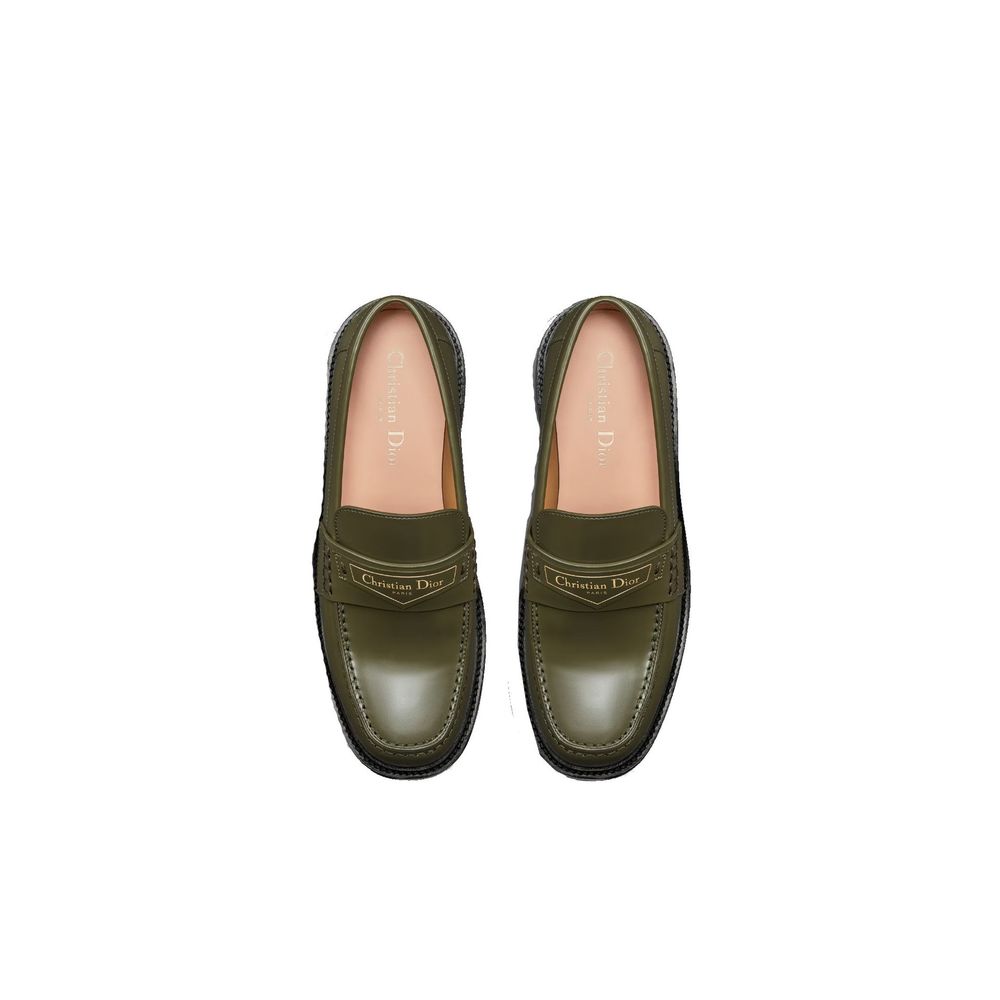 Green Calfskin Slip-On Loafers