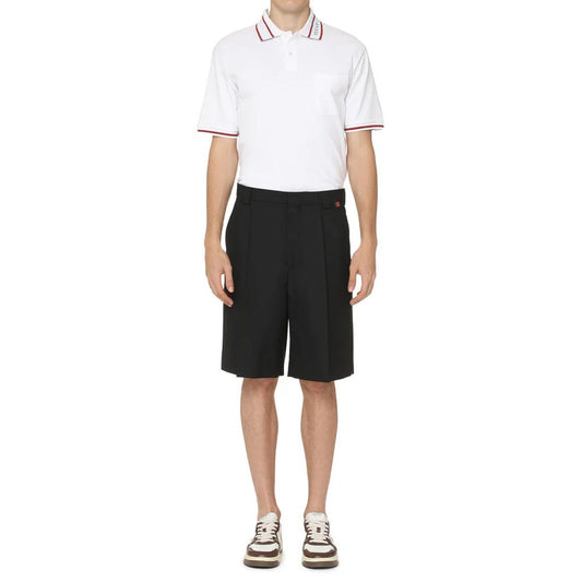 Black Polyester Bermuda Shorts