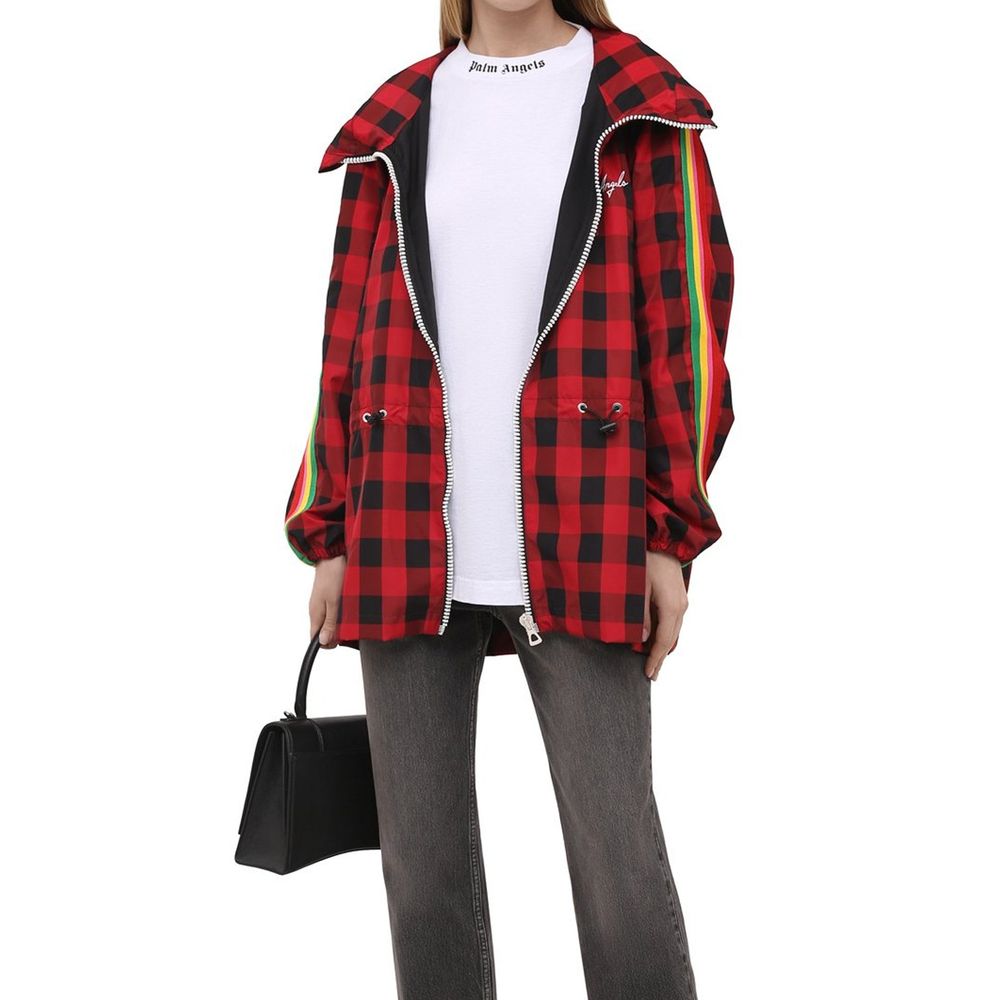 Red Polyamide Full-Length Jacket
