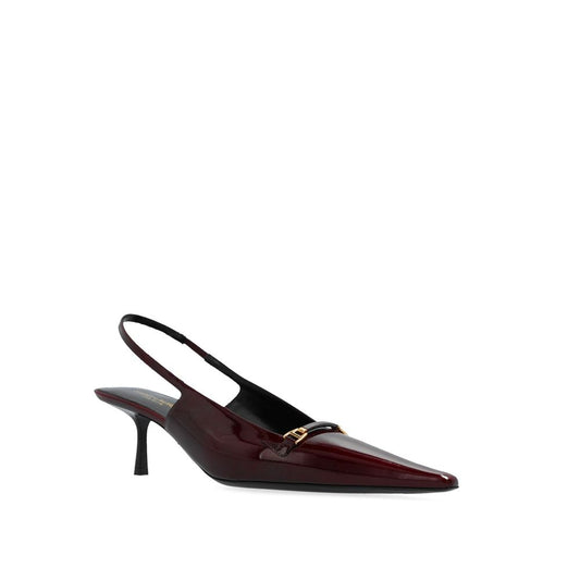 Burgundy Calfskin Mid Heel Pumps