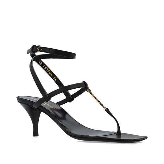 Black Calfskin Stiletto Heel Sandals