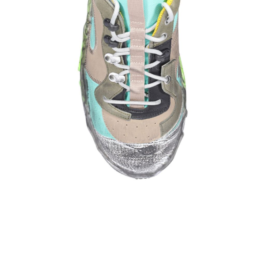 Green Fabric Chunky Sneakers