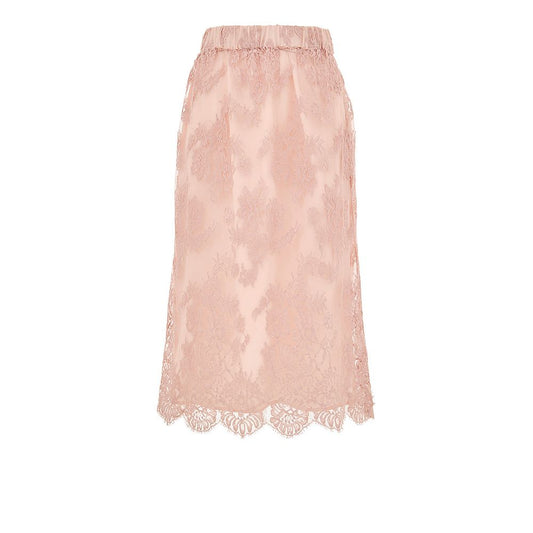 Pink Cotton Midi Skirt