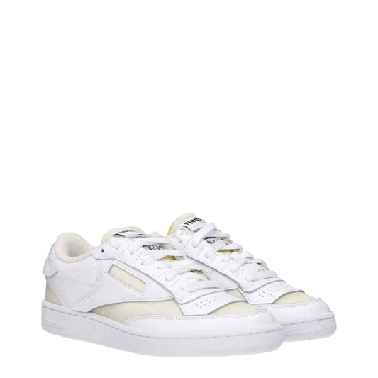 White Fabric Low Top Sneakers