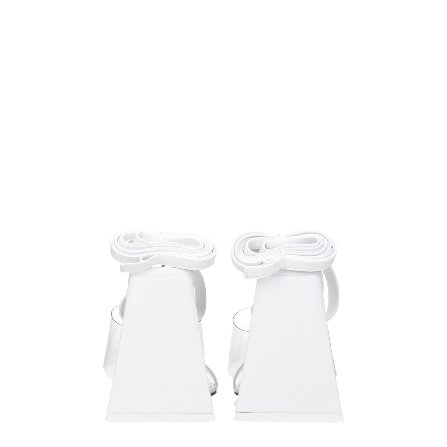 White Leather Stiletto Heel Sandals