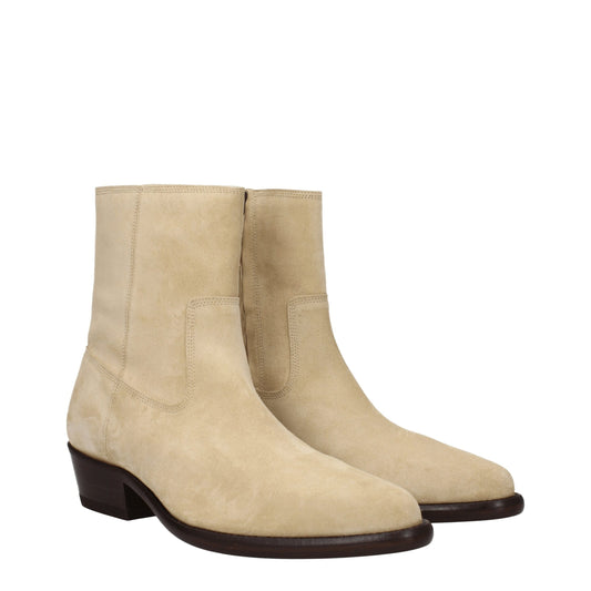 Beige Leather Ankle Boots