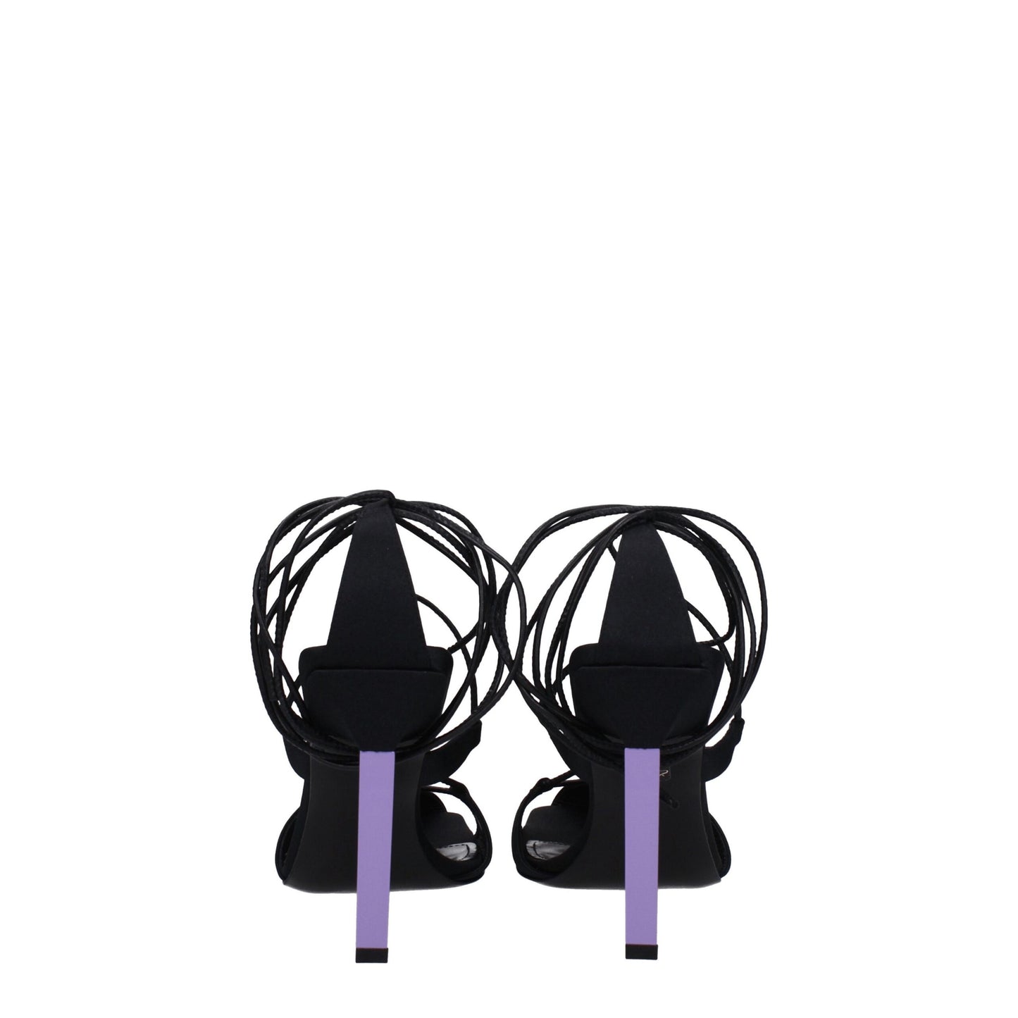 Black Fabric Stiletto Heel Sandals