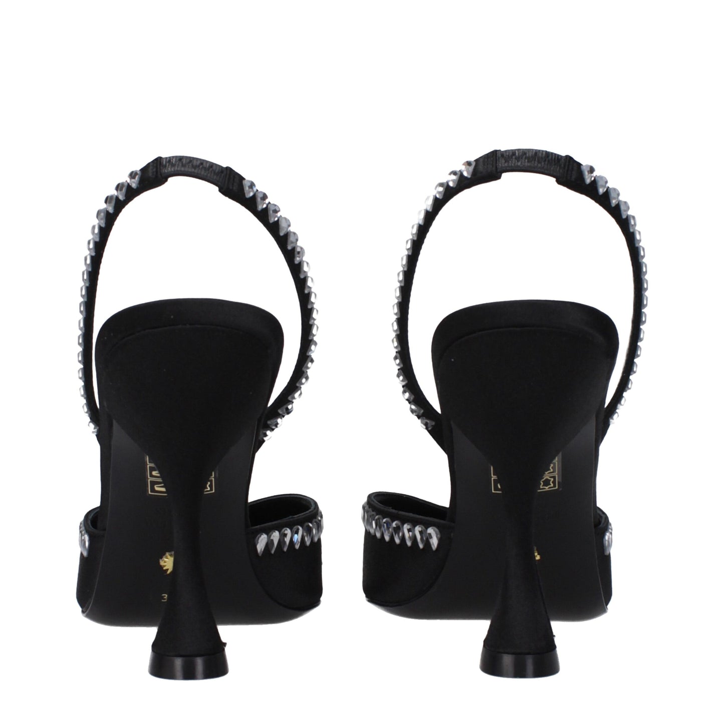 Black Satin Stiletto Heel Sandals