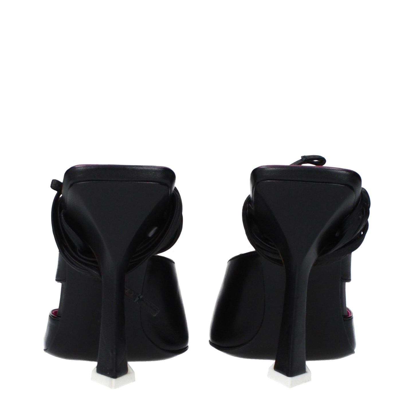 Black Leather Stiletto Heel Sandals