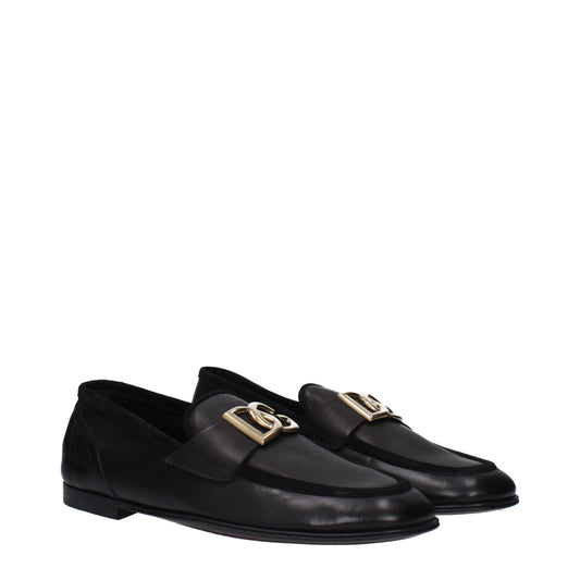 Black Leather Slip-On Loafers