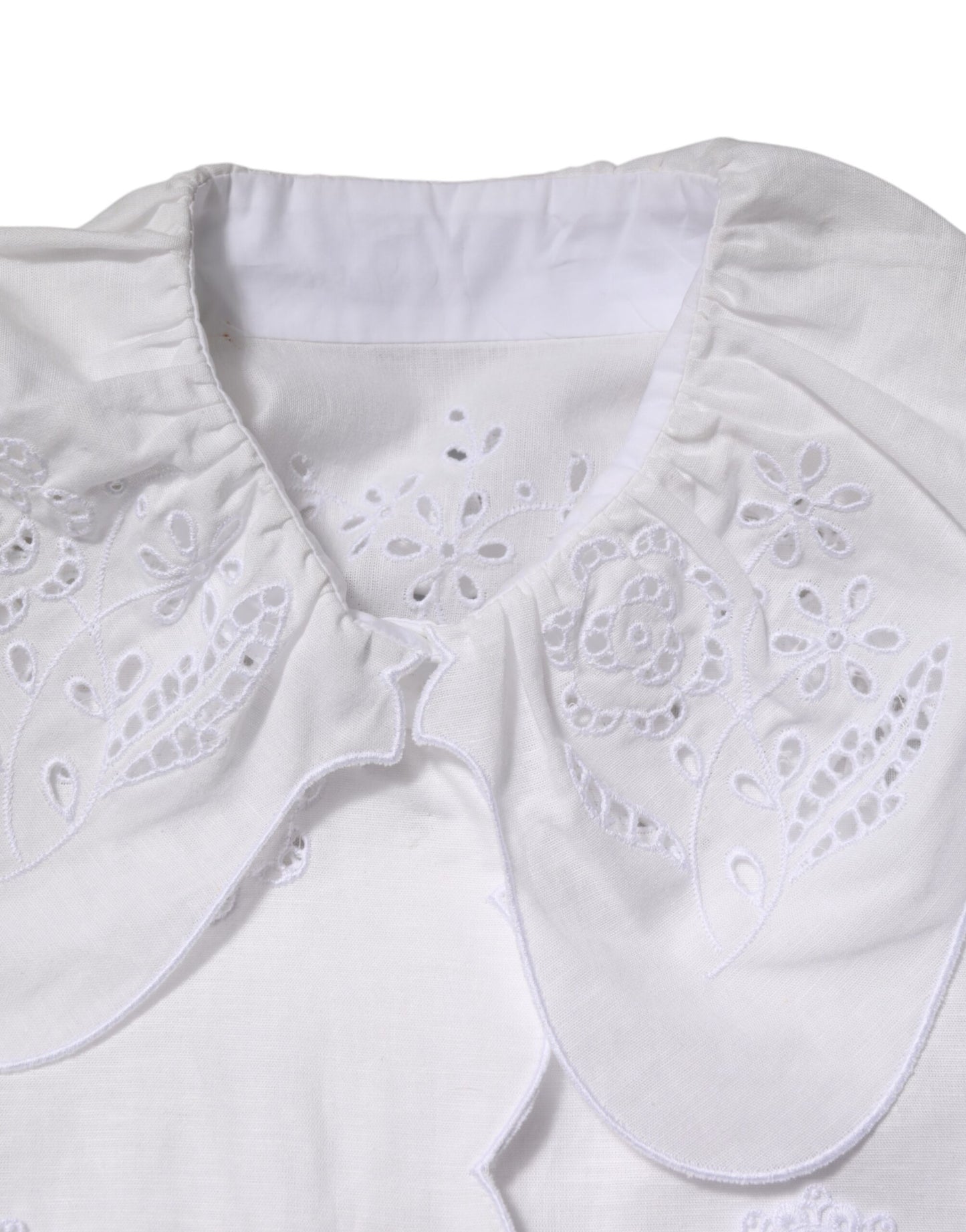 White Ruffled Lace Embellished Blouse Top