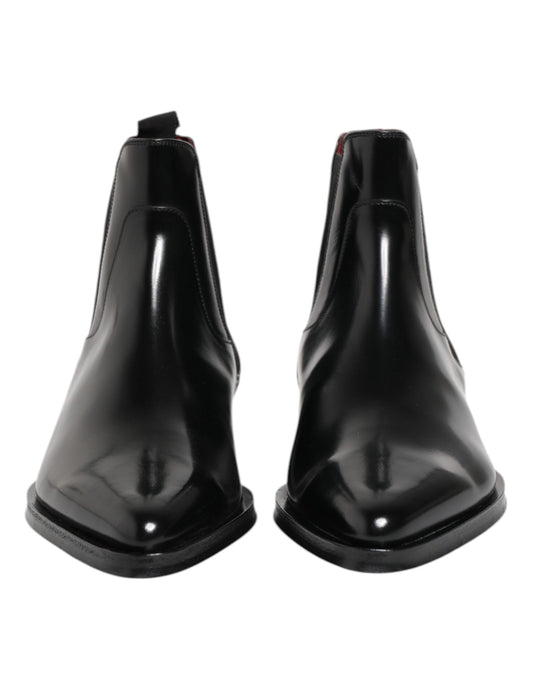 Black Leather MILLENIALS Mid Calf Boots Shoes