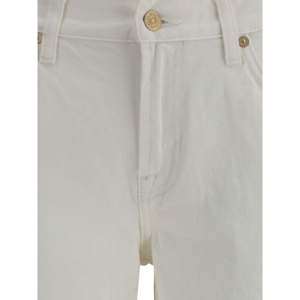 Cream Cotton Flared Jeans