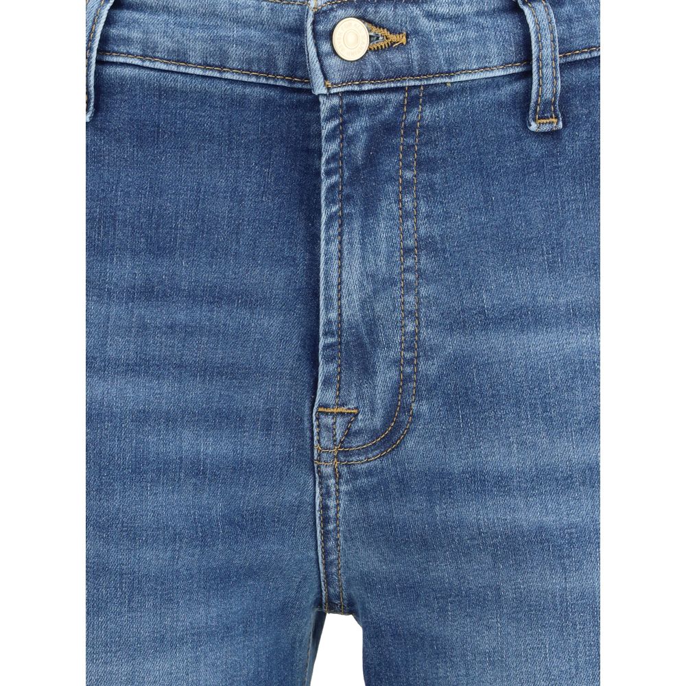Blue Cotton Flared Jeans
