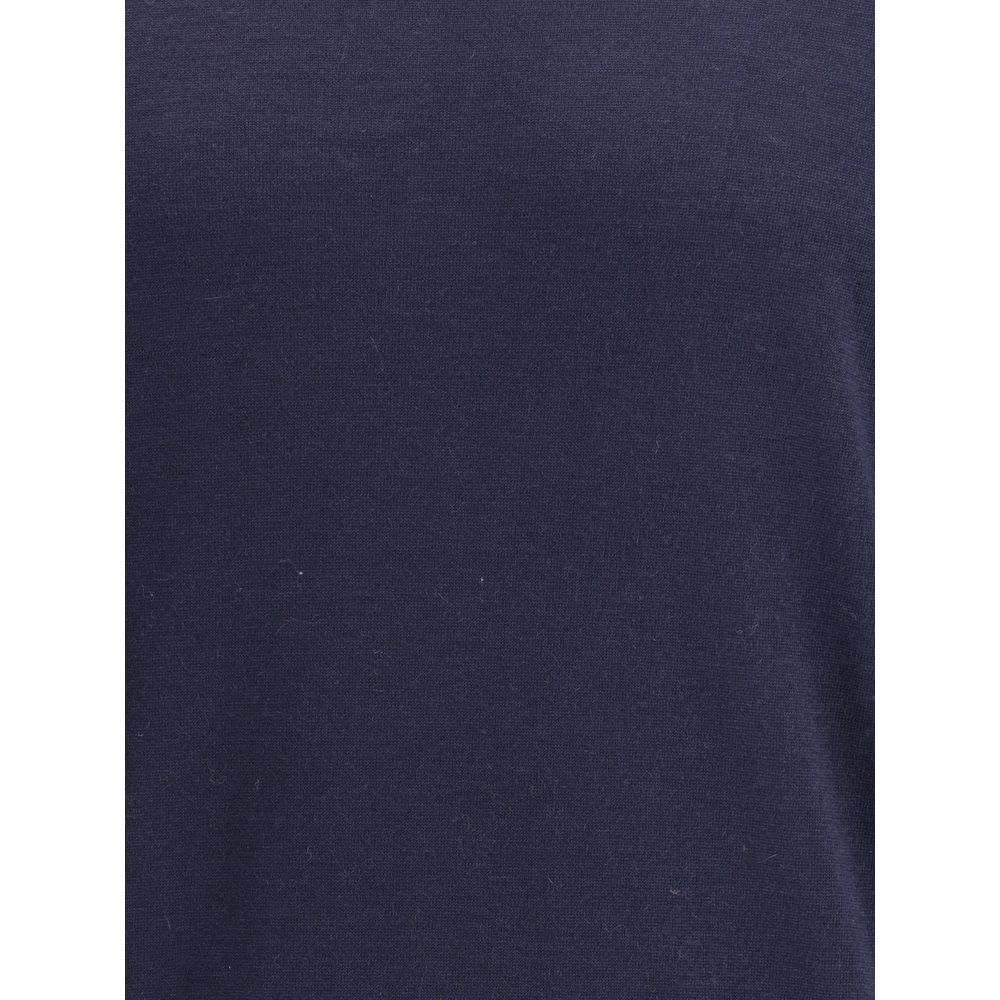 Blue Fleece Wool Turtleneck
