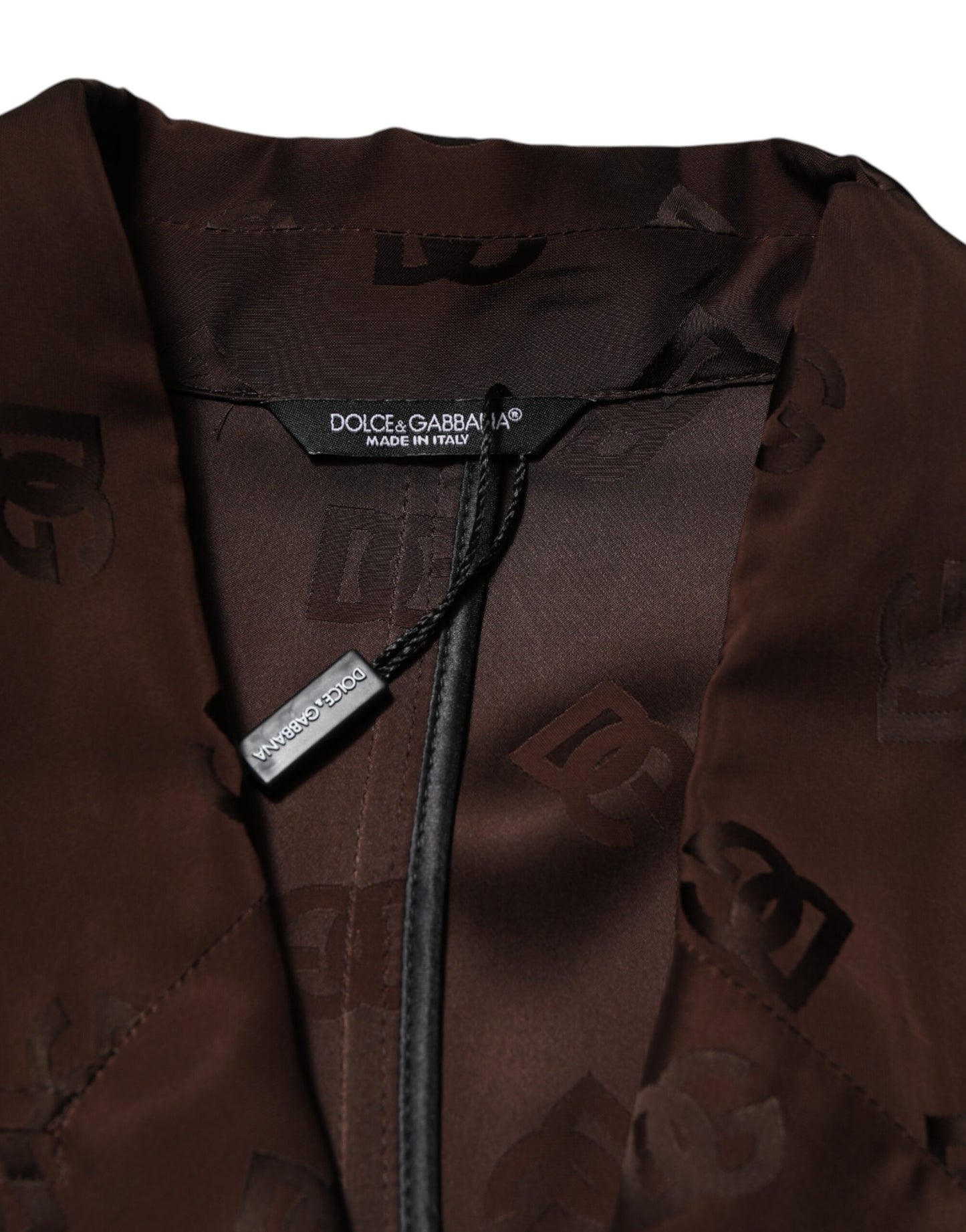 Brown Polyester Logo Monogram Coat Jacket
