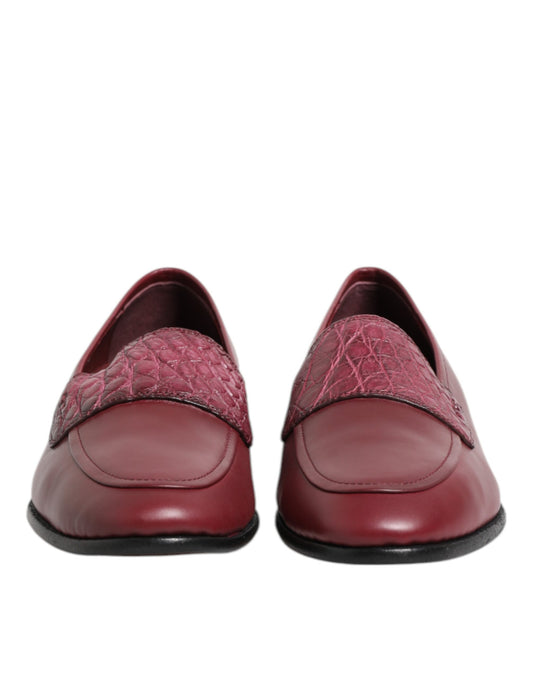 Burgundy Leather Formal Slip On Shoes