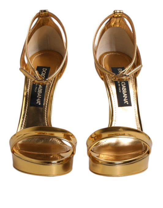 Gold Leather Platform Keira Sandals Shoes