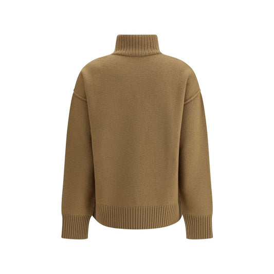 Brown Fleece Wool Turtleneck