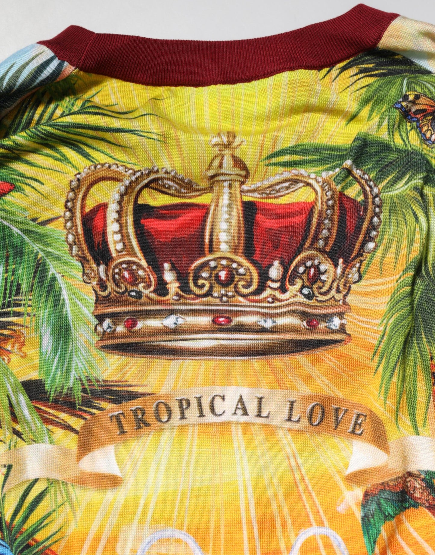 Tropical Heart Crown Silk Pullover Sweater