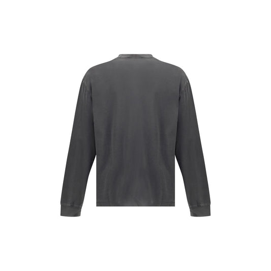 Gray Cotton Long Sleeve T-Shirt