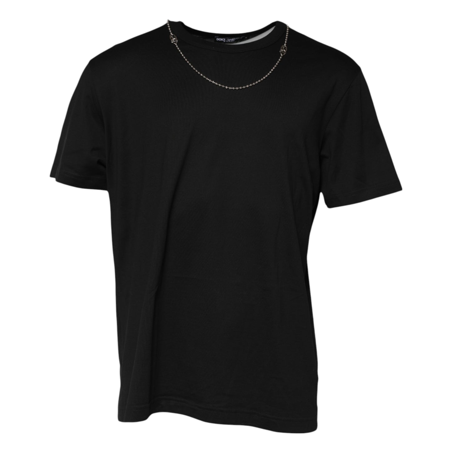 Black Chain Necklace Cotton Crewneck T-shirt