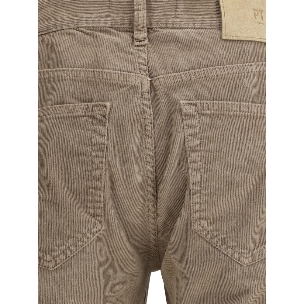 Beige Cotton Casual Pants