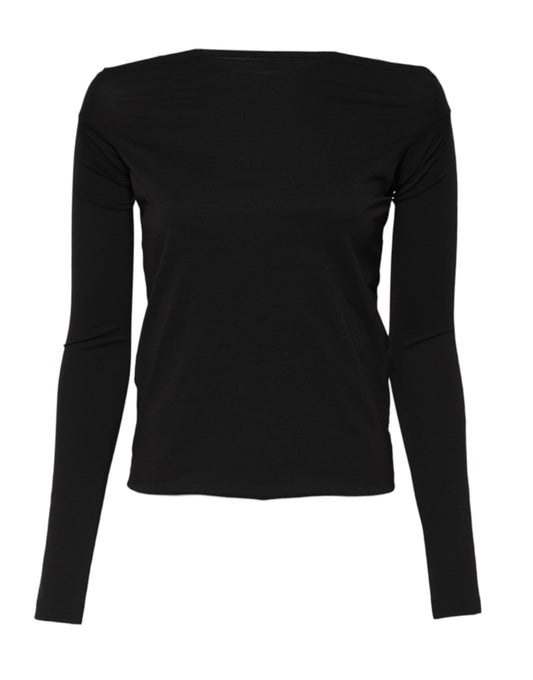 Black Wool Shrug Crew Neck Pullover Sweater