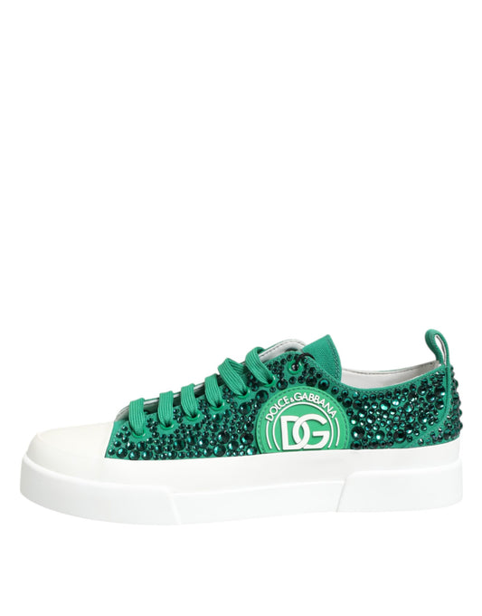 Green Portofino Crystal DG Logo Sneakers Shoes
