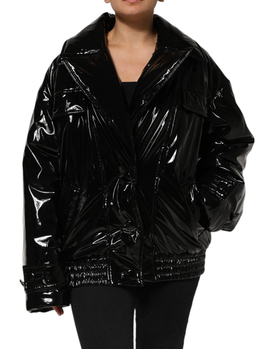 Polyester Black Quilted Puffer Coat Jacket