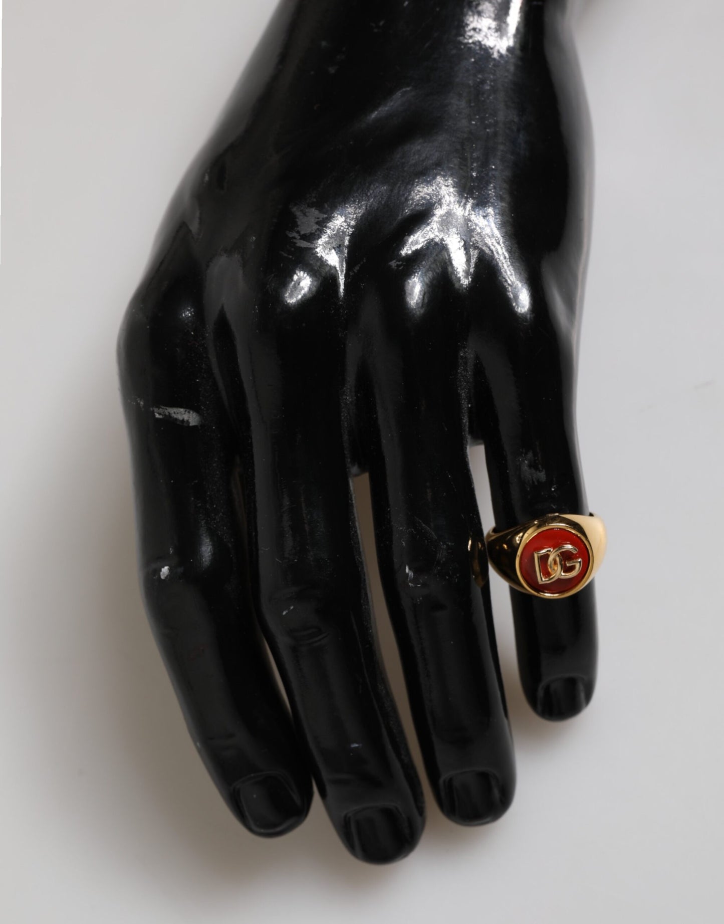 Gold Tone Real Brass Red DG Logo Men Ring