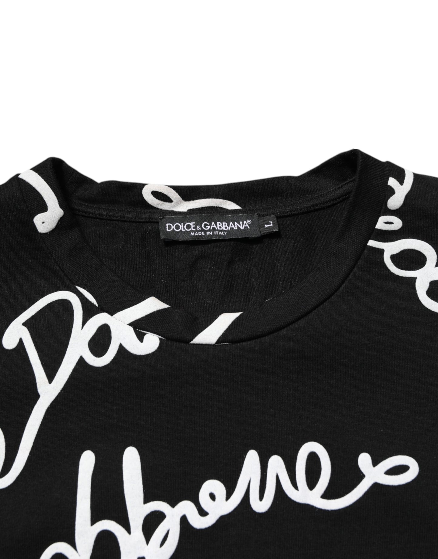 Black Logo Print Cotton Crew Neck T-shirt