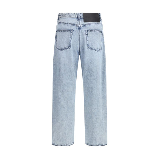Light Blue Cotton Straight-Leg Jeans