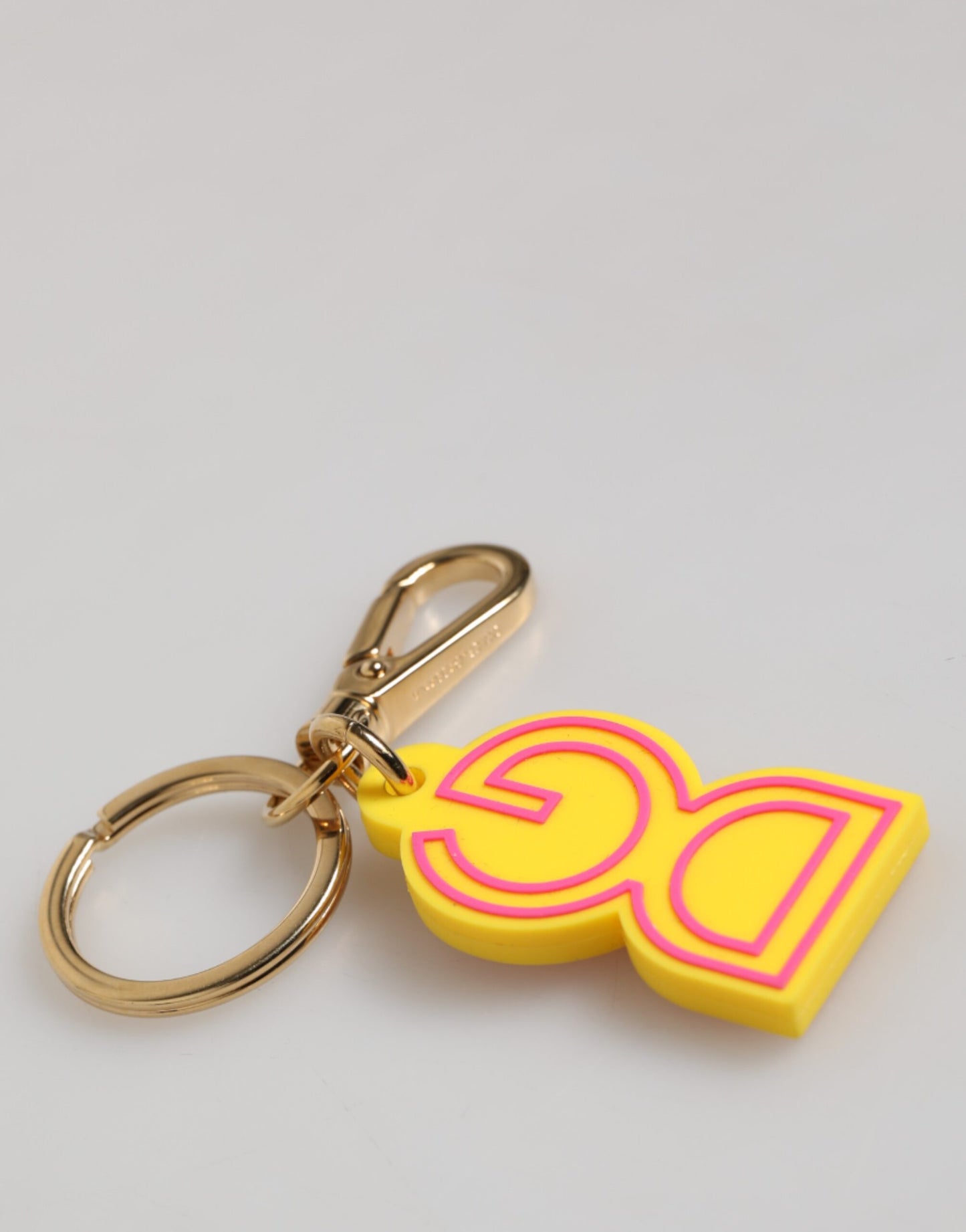 Yellow Rubber Gold Tone Metal DG Logo Keyring Keychain
