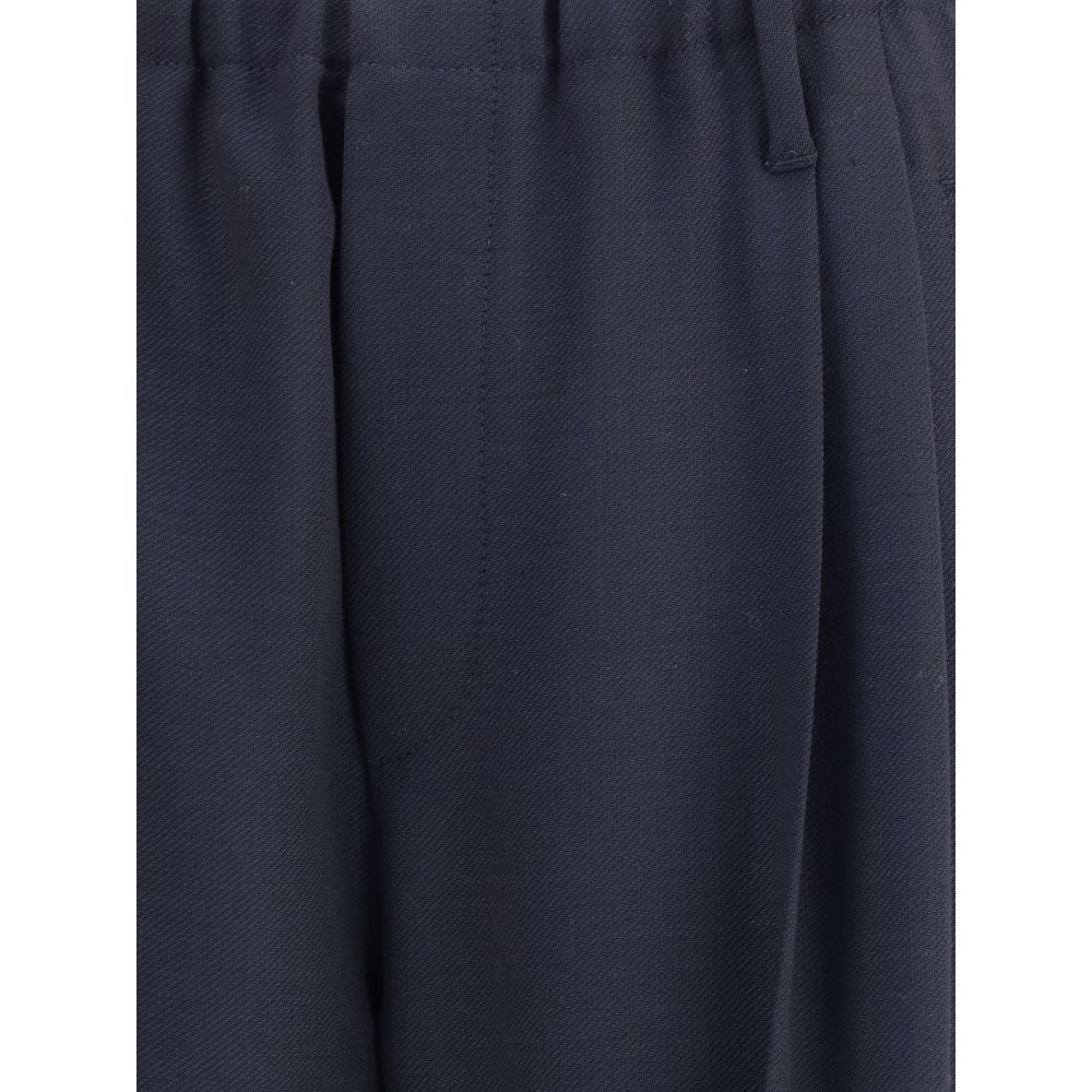 Gray Fleece Wool Casual Pants