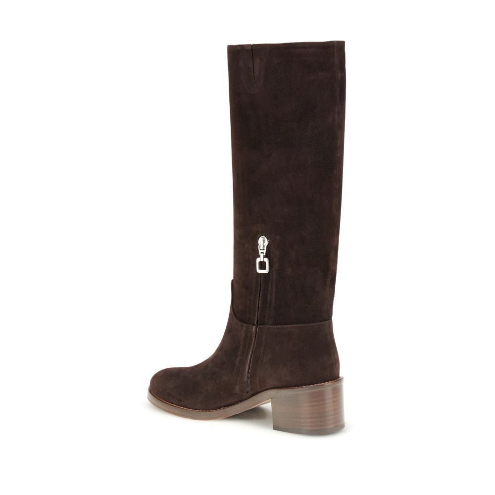 Brown Leather High Heel Boots