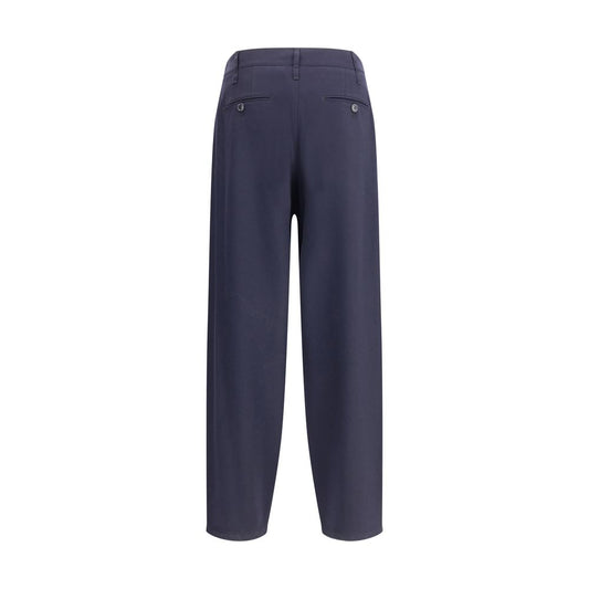 Blue Fleece Wool Casual Pants