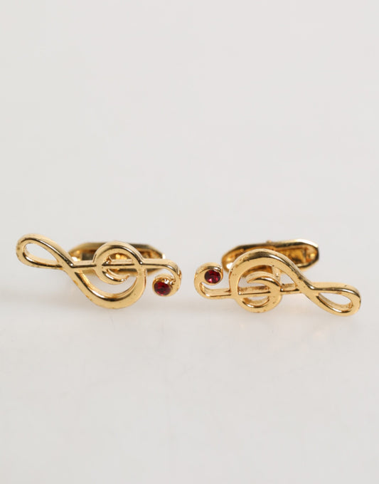 Gold Musical Note Metal Brass Pin Men Accessory Cufflinks