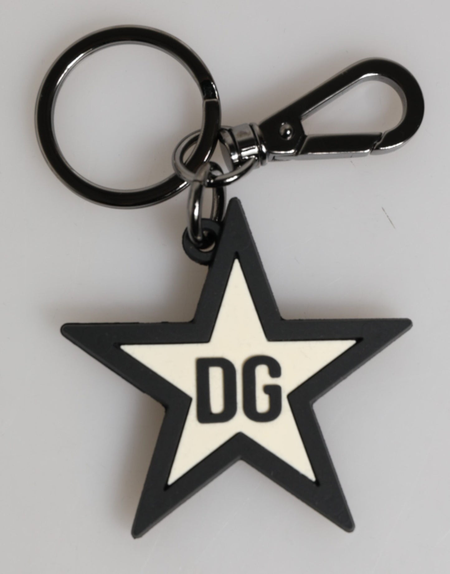 White Black DG Logo Star Rubber Men's Keychain Keyring