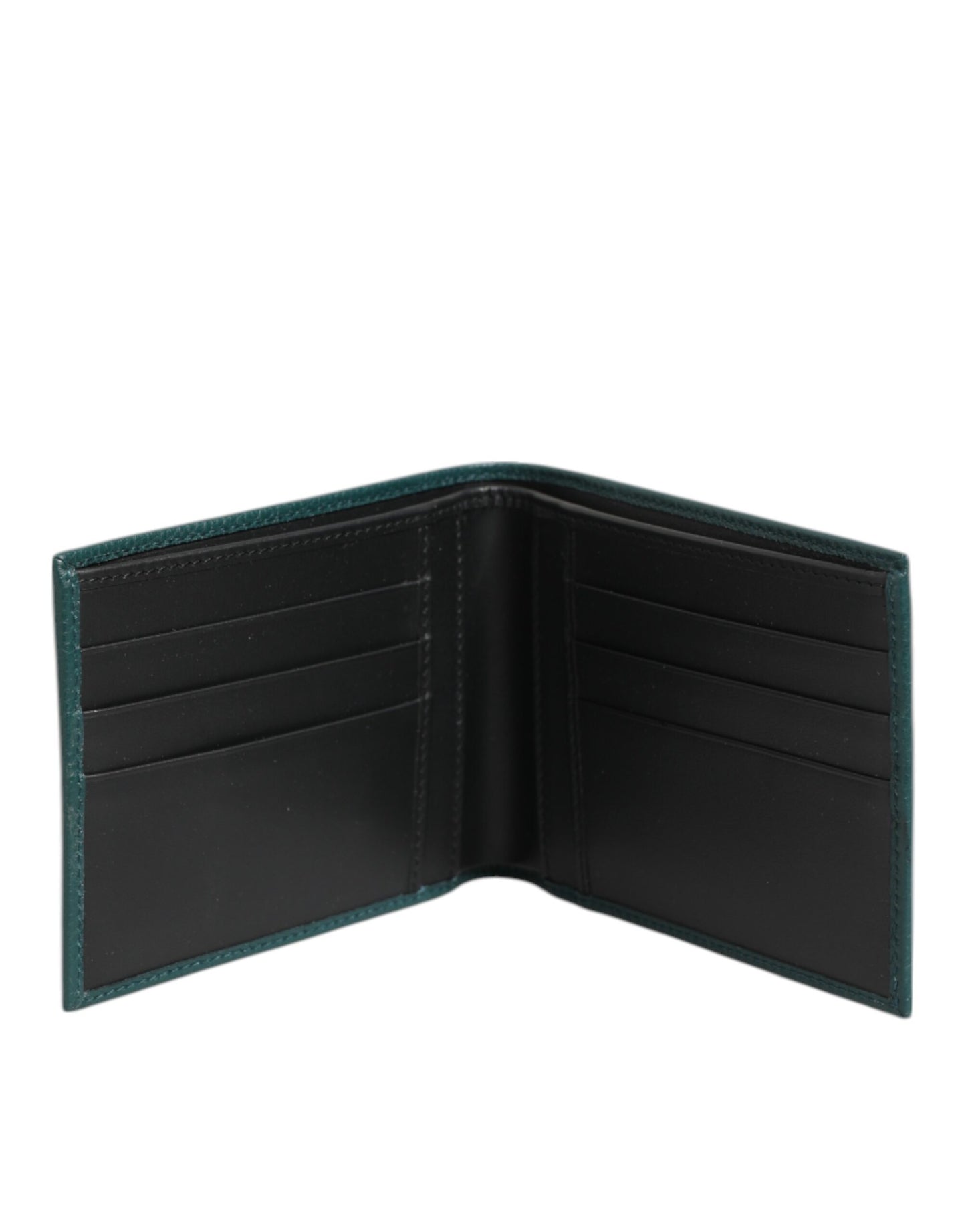 Green Leather DG Logo Plaque Bifold Card Holder Wallet