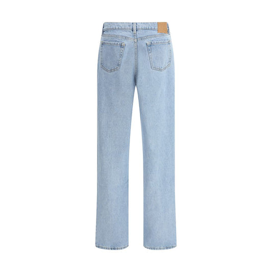 Light Blue Cotton Straight-Leg Jeans