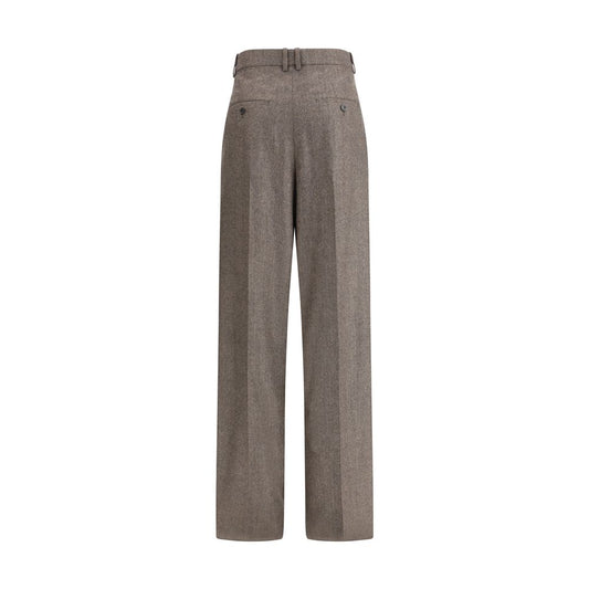 Wool Herringbone pattern wide leg Pants