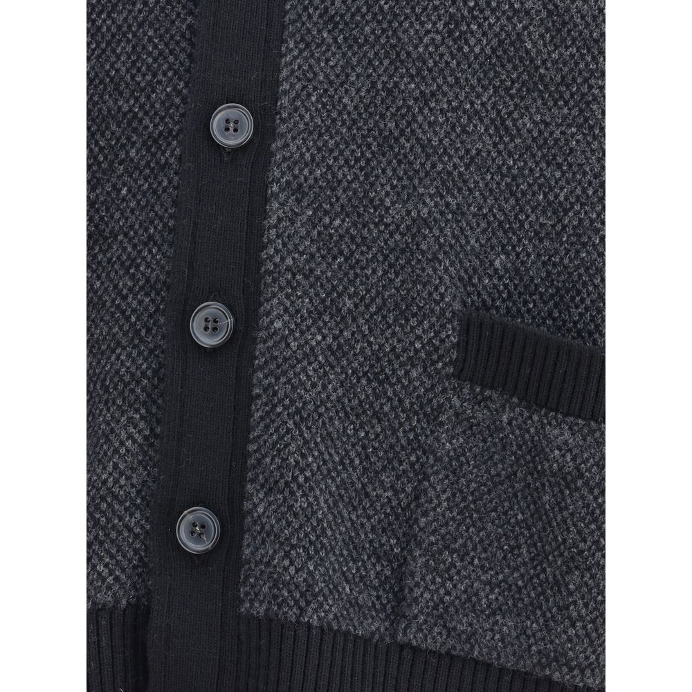 Black Fleece Wool Cardigan