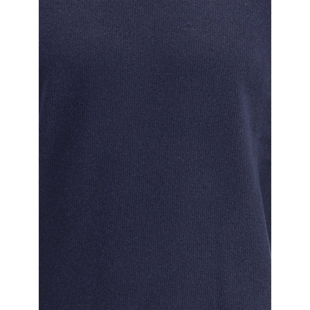 Blue Fleece Wool Turtleneck