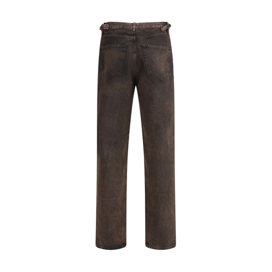 Brown Cotton Relaxed Fit Jeans