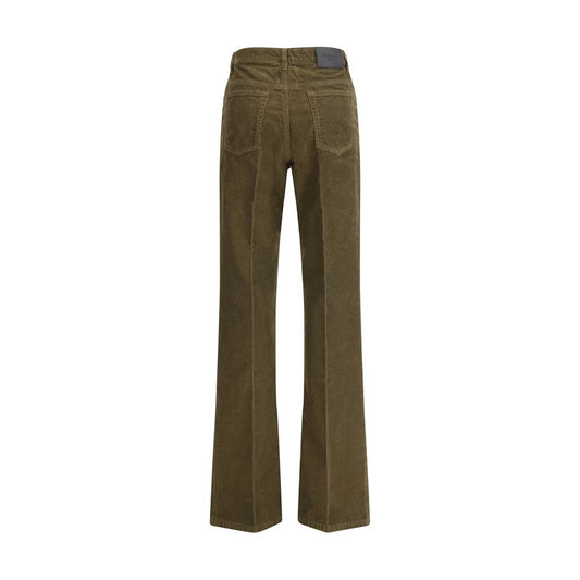 Green Cotton Casual Pants
